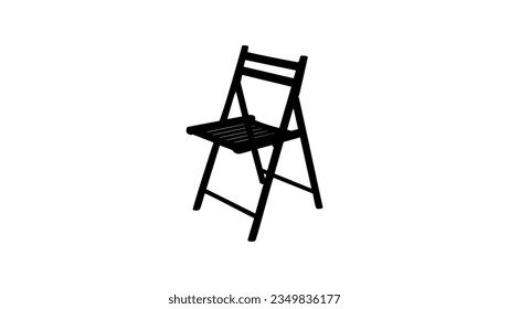 Wooden folding chair silhouette, high quality vector