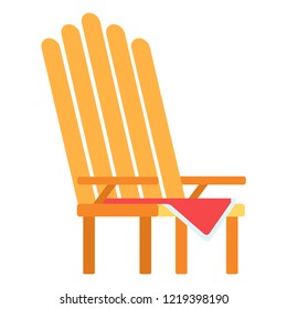 Wooden folding picnic chair vector flat icon isolated on white