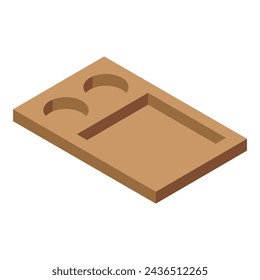 Wooden food tray icon isometric vector. Culinary restaurant platter. Buffet dinnerware item