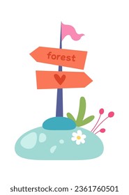 Wooden Forest Navigation Signs Vector Illustration