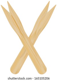 wooden fork / picker for french fries, vector illustration