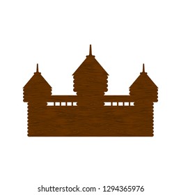 Wooden fortress. timbered castle Tower. Old outpost
