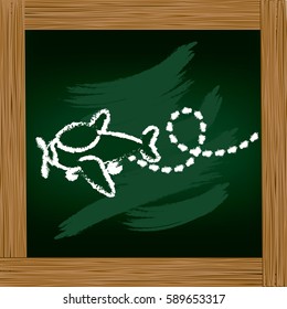 Wooden frame with board with airplane drawing vector illustration