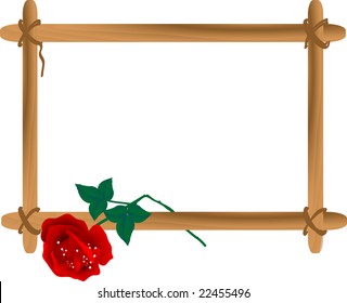 Wooden frame with broken rose