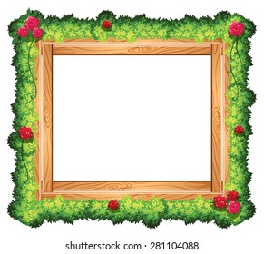 Wooden frame decorated with plants and roses
