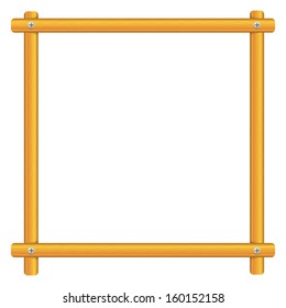 Wooden frame detailed vector illustration. Wood texture and Screws at joints.