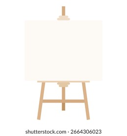 Cavalete de madeira com tela em branco para exibição ou ilustração de vetor de arte