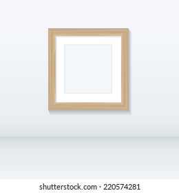 Wooden frame in empty room. Vector abstract background interior space for creative and design.
