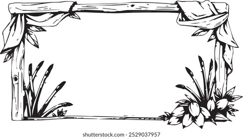 A wooden frame with floral and leafy accents.