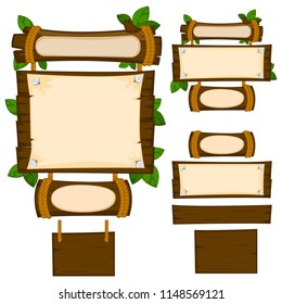 wooden frame for game user interface. game elements.