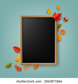 Wooden Frame With Isolated Mint Background With Gradient Background, Vector Illustration