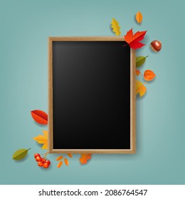 Wooden Frame With Isolated Mint Background With Gradient Background, Vector Illustration