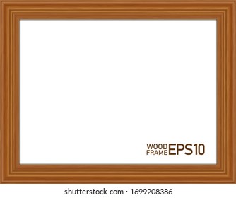 Wooden frame isolated on white background, vector illustration