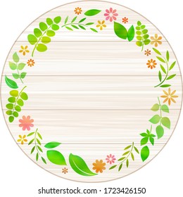 Wooden frame, musical notes and plants design