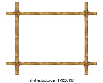 Wooden frame of old bamboo sticks. Vector illustration