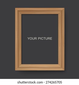 Wooden frame on a black background