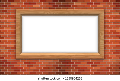 wooden frame on the red brick wall