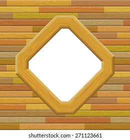 Wooden Frame on a Wall with Empty White Space, Background for Your Image or Text. Vector