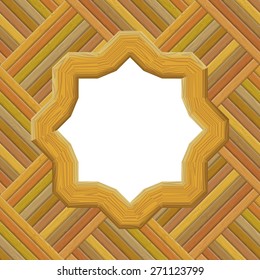 Wooden Frame on a Wall with Empty White Space, Background for Your Image or Text. Vector