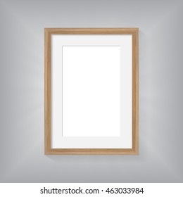 Wooden frame on wall gray backgroung