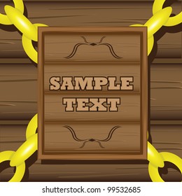 wooden frame on wooden wall. vector illustration.