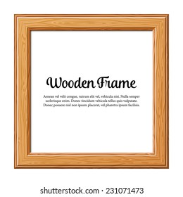 Wooden Frame for Photo or Pictures, isolated on white background. Vector Illustration.