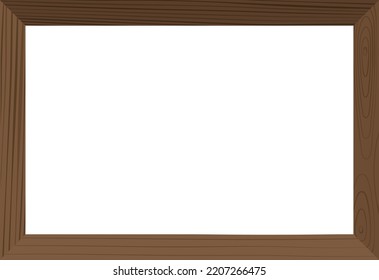 Marco de madera para imagen o fotografía. Placa cuadrada de madera marrón vacía con textura de estilo vintage. Interior de madera, marco para formatos a2, a3 o a4. Ilustración vectorial de elemento decorativo realista.