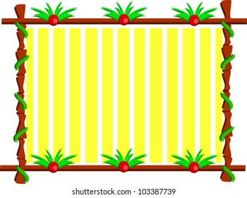Wooden Frame with Plants and Stripes