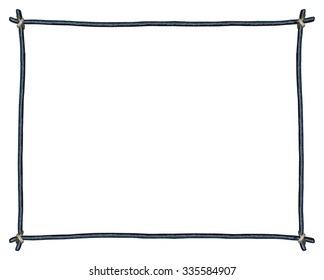 wooden frame, with ropes tied