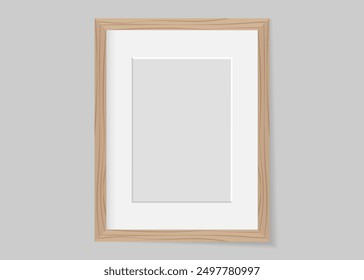 Holzrahmen mit Schatten auf einer Wand. Vektorgrafik mit Platz für Design.
