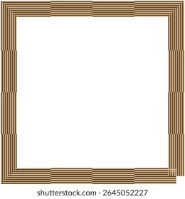 Wooden frame shape. Brown vector border. Square plank structure. Abstract carpentry element.