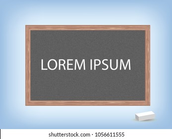 Wooden frame and slate. Space for text. Vector illustration