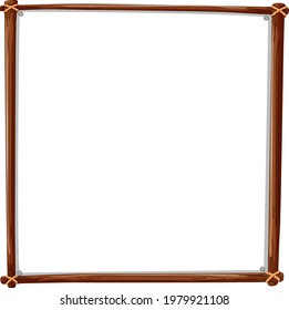Wooden frame square isolated on white background illustration