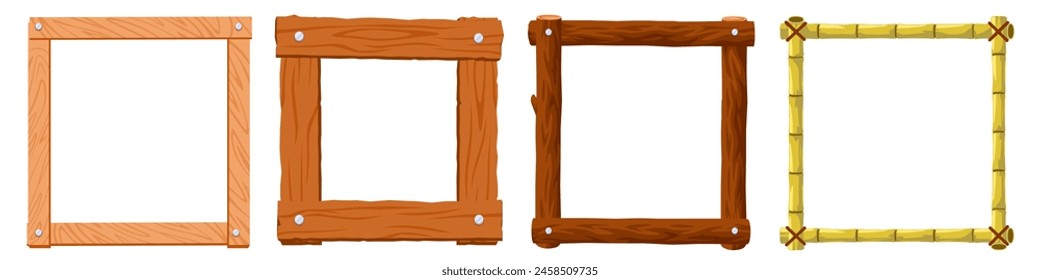 Wooden frame vector. Rectangle picture frame made of wood.
