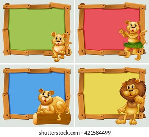 Marcos de madera con ilustración de animales salvajes
