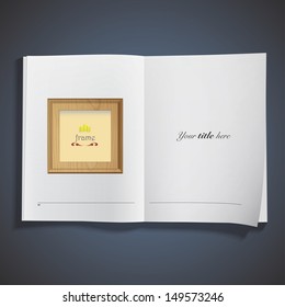 Wooden framework printed on book. Vector design 