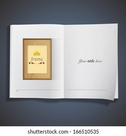 Wooden framework printed on book. Vector design 