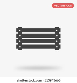 Wooden fruit box vector icon on gray background