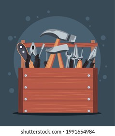 wooden full toolbox in banner
