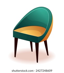 Wooden furniture of colorful set. Using a captivating cartoon style, this illustration brings a sense of fun and nostalgia to the depiction of a chair. Vector illustration.