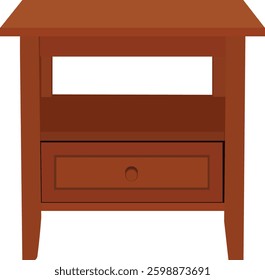 wooden furniture isolated on white background. Vector illustration of a wooden drawer or chest on white background. Drawer vector design for artwork or animation. 
