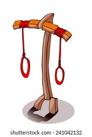 Wooden Gallows with Double Noose for Double Pleasure, Vector Illustration. 