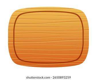 Wooden game button, menu interface made of wood textured boards with ropes and vines. ui or gui graphic design element. Isolated bar and key for app user panel, Cartoon 2d vector icon