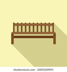 Wooden garden bench icon flat vector. Park architecture. Patio veranda