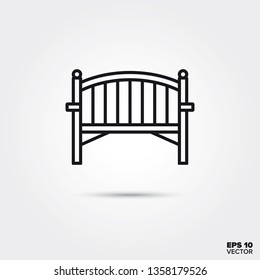 Wooden garden bench line icon. EPS 10 vector outdoor furniture symbol.