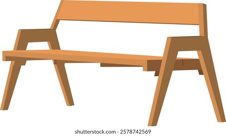 wooden garden bench vector illustration isolated on white background.Flat bench cartoon drawing wooden design