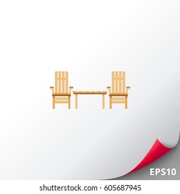 Wooden Garden Chairs And Table Icon