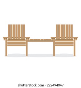 Wooden Garden Chairs With Table Vector Illustration