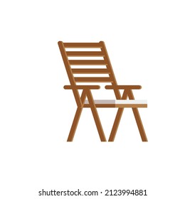 Wooden garden folding chair. Isolated on white background. Vector illustration in a flat style. eps 10