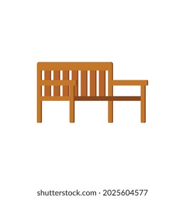 Wooden garden or park bench, flat vector illustration isolated on white background. Garden bench or bank seat for outdoor use in backyard and garden.